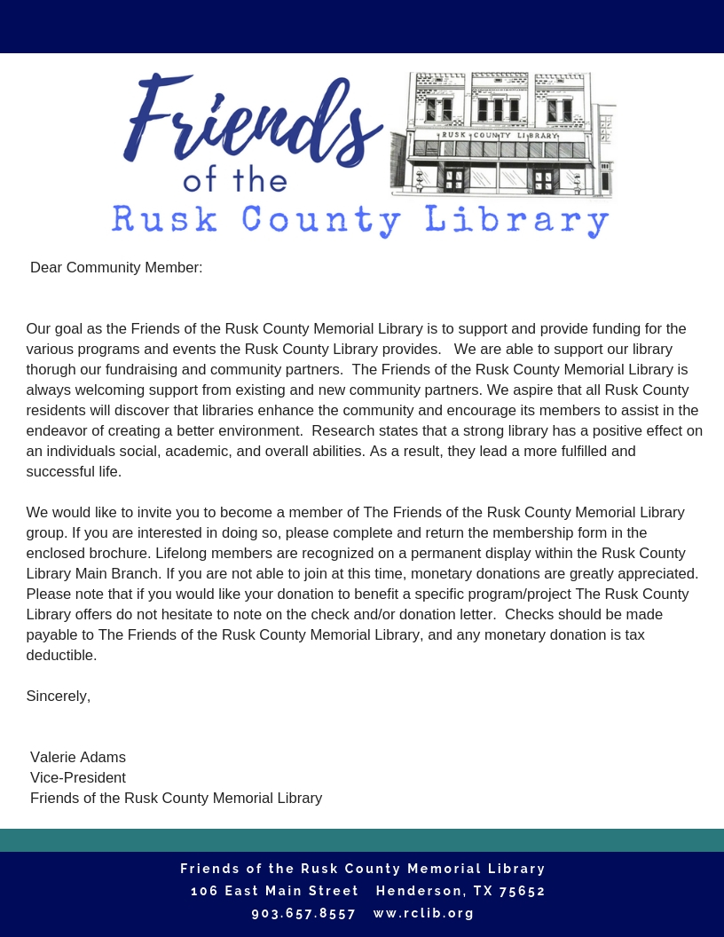 Rusk County Library Friends of the Rusk County Memorial Library